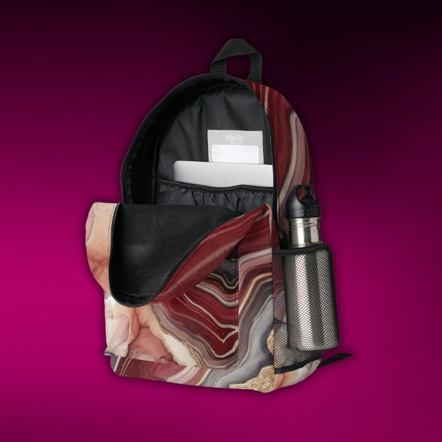 Mochila Impresa Nombre Monograma Oro moderno y Geodo de Marrón | (Subido por el creador)