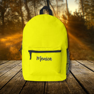 Mochila Impresa Nombre personalizado 3D neón amarillo y negro