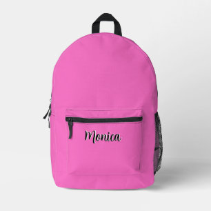 Mochila Impresa Nombre personalizado 3D neón rosa y negro