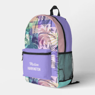 Mochila Impresa Nombre personalizado Abstract Palm Trees