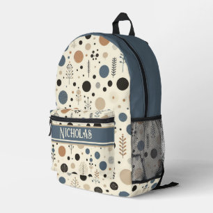 Mochila Impresa Nombre personalizado abstracto de Woodland