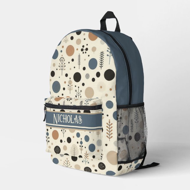 Mochila Impresa Nombre personalizado abstracto de Woodland (Esquina derecha trasera )