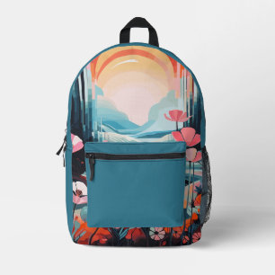 Mochila Impresa Nombre personalizado azul del amanecer de paro de