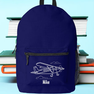 Mochila Impresa Nombre personalizado azul del avión de Cessna