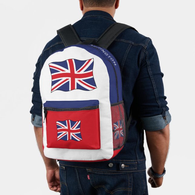 Mochila Impresa Nombre personalizado Bandera de Reino Unido (Insitu (Modelo))