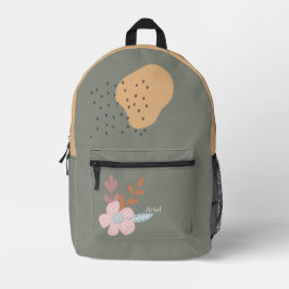 Mochila Impresa Nombre personalizado Boho Floral Stone