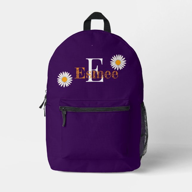 Mochila Impresa nombre personalizado cerezo lacado morado con marg (Anverso)