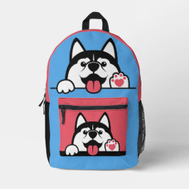 Mochila Impresa Nombre personalizado Cute Huskies