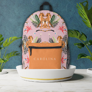 Mochila Impresa Nombre personalizado Cute Leopards de vuelta a la 