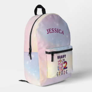 Mochila Impresa Nombre personalizado de 2º grado de unicornio