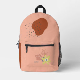 Mochila Impresa Nombre personalizado de Apricot floral de Boho