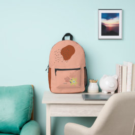Mochila Impresa Nombre personalizado de Apricot floral de Boho
