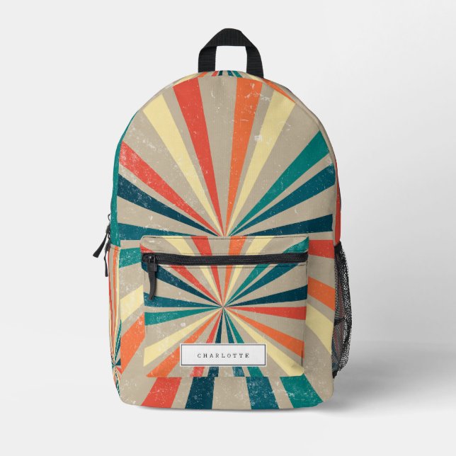 Mochila Impresa Nombre personalizado de arcoiris retro colorido (Anverso)