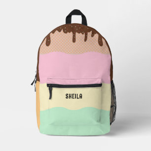 Mochila Impresa Nombre personalizado de color crema de hielo mate