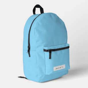 Mochila Impresa Nombre personalizado de color sólido azul claro mí