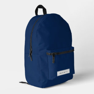 Mochila Impresa Nombre personalizado de color sólido azul de la ma