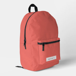 Mochila Impresa Nombre personalizado de color sólido de coral míni
