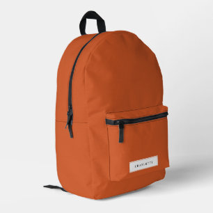 Mochila Impresa Nombre personalizado de color sólido Naranja quema