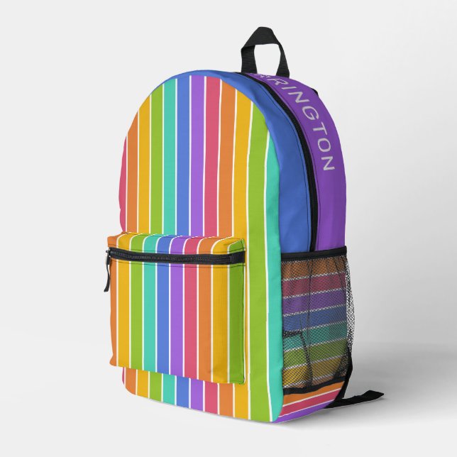 Mochila Impresa Nombre personalizado de colores de arcoiris (Esquina derecha trasera )