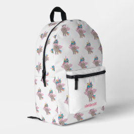 Mochila Impresa Nombre personalizado de cruz de nido de arcoiris