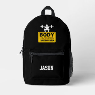 Mochila Impresa Nombre personalizado de cuerpo bajo construcción
