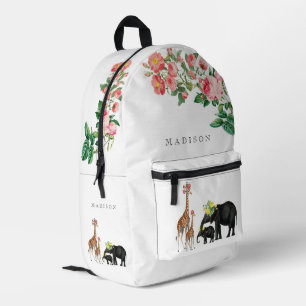 Mochila Impresa Nombre personalizado de elefante cutáneo y Chica f