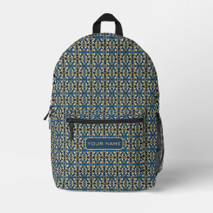Mochila Impresa Nombre personalizado de la armonía barroca azul y