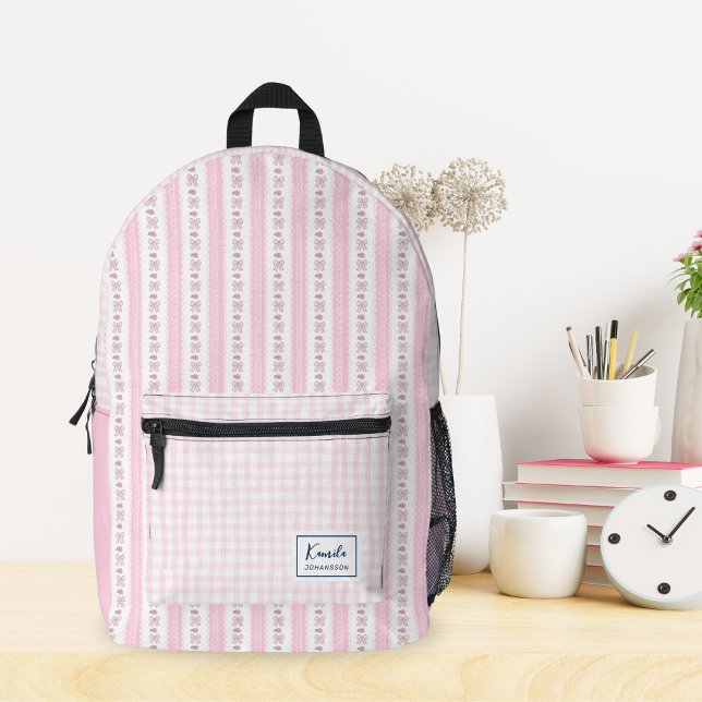 Mochila Impresa Nombre personalizado de la coqueta de flores y boy (Subido por el creador)