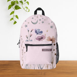 Mochila Impresa Nombre personalizado de la flor silvestre del Boho