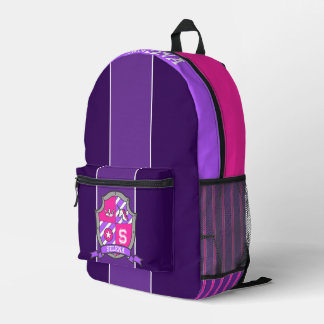 Mochila Impresa Nombre personalizado de la franja rosa púrpura del