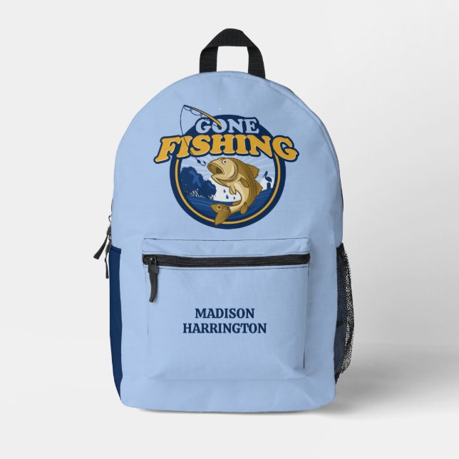 Mochila Impresa Nombre personalizado de la pesca de destino (Anverso)