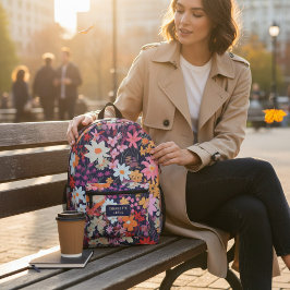 Mochila Impresa Nombre personalizado de las flores silvestres colo