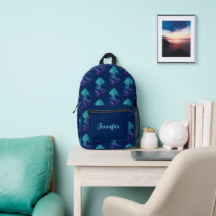 Mochila Impresa Nombre personalizado de Mermaid aqua azul Sparkles
