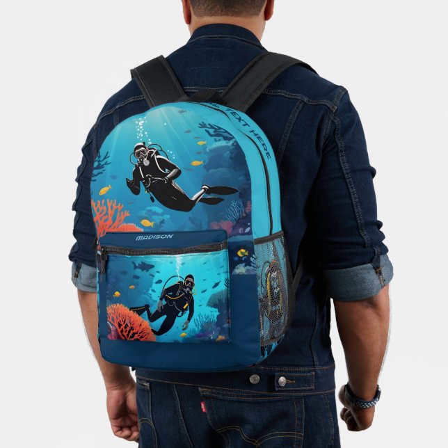 Mochila Impresa Nombre personalizado de Scuba Diver (Insitu (Modelo))