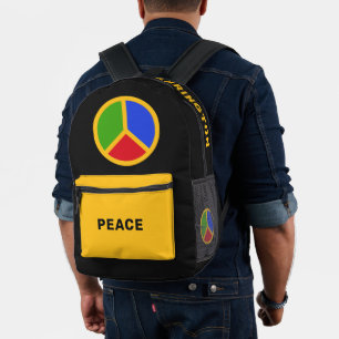 Mochila Impresa Nombre personalizado de signo de paz colorido