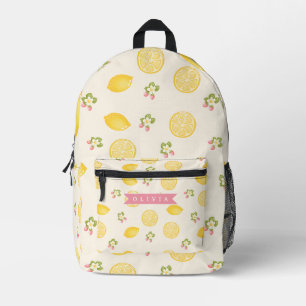 Mochila Impresa Nombre Personalizado de Verano Floral de Limón Per