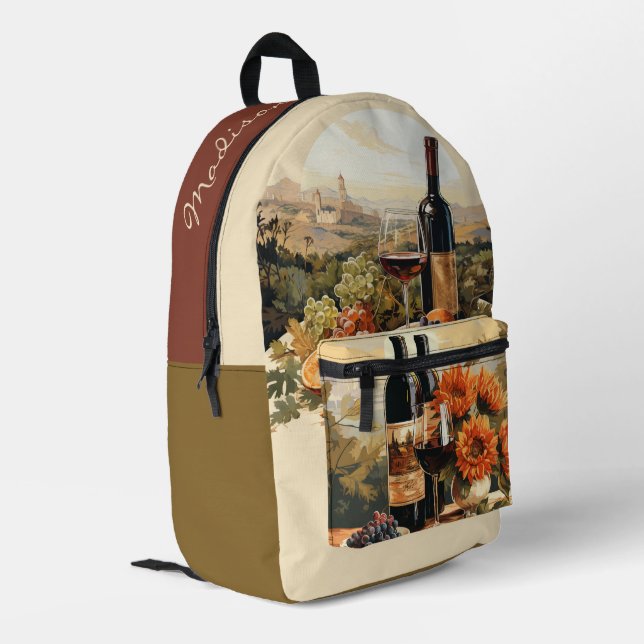 Mochila Impresa Nombre personalizado de Wine Lover (Esquina izquierda trasera)