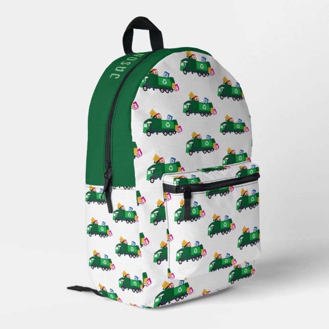 Mochila Impresa Nombre personalizado del camión de basura de recic (Esquina izquierda trasera)