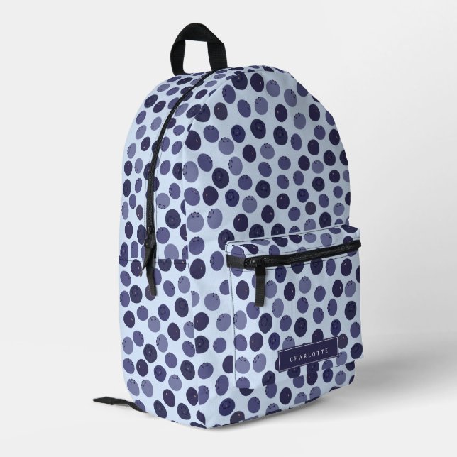 Mochila Impresa Nombre personalizado del patrón Blueberry (Esquina izquierda trasera)