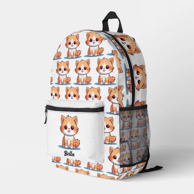 Mochila Impresa Nombre personalizado del patrón de gatito Kitty (Esquina derecha trasera )