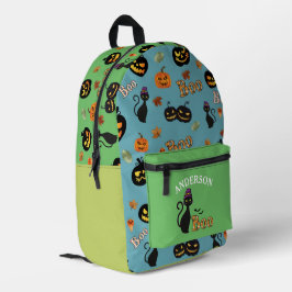Mochila Impresa Nombre personalizado del patrón de Halloween de ga