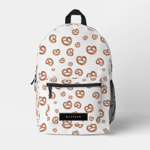 Mochila Impresa Nombre personalizado del patrón de pretzel de colo