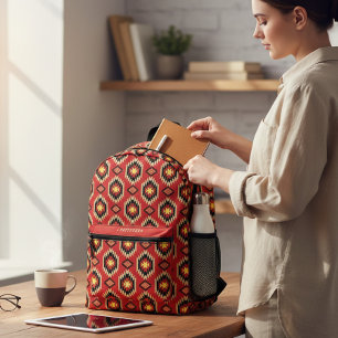 Mochila Impresa Nombre personalizado del patrón étnico moderno