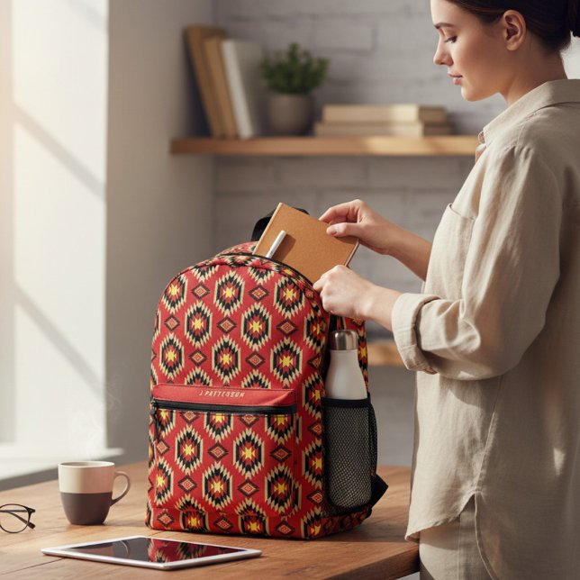 Mochila Impresa Nombre personalizado del patrón étnico moderno (Subido por el creador)
