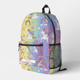 Mochila Impresa Nombre personalizado del patrón moderno de unicorn