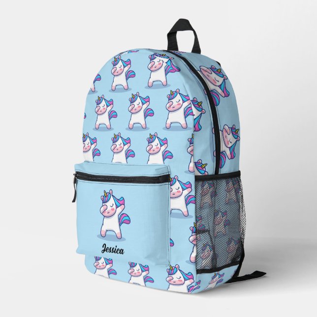 Mochila Impresa Nombre personalizado del patrón unicornio de Dabbi (Esquina derecha trasera )