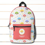 Mochila Impresa Nombre personalizado del Personalizado de los niño<br><div class="desc">Las mochilas de nombre personalizado Personalizado de niños de hongos cutáneos muestran su nombre personalizado, monograma o iniciales en una simple tipografía de escritura en un lindo, divertido y colorido patrón de personalizado de hongos en morado, rojo, verde, amarillo y azul. Perfecto para los niños de vuelta a la escuela,...</div>