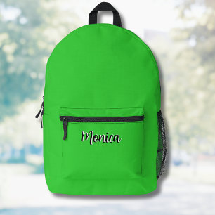 Mochila Impresa Nombre personalizado en 3D verde lima neón y negro