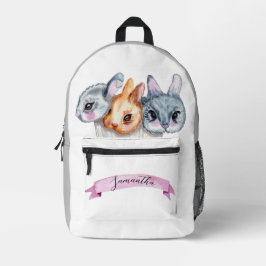 MOCHILA IMPRESA NOMBRE PERSONALIZADO EN BLANCO GRIS DE BUNNIES CUT