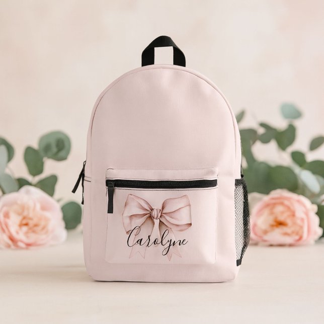 Mochila Impresa Nombre personalizado estética coquette lazo rosa (Subido por el creador)